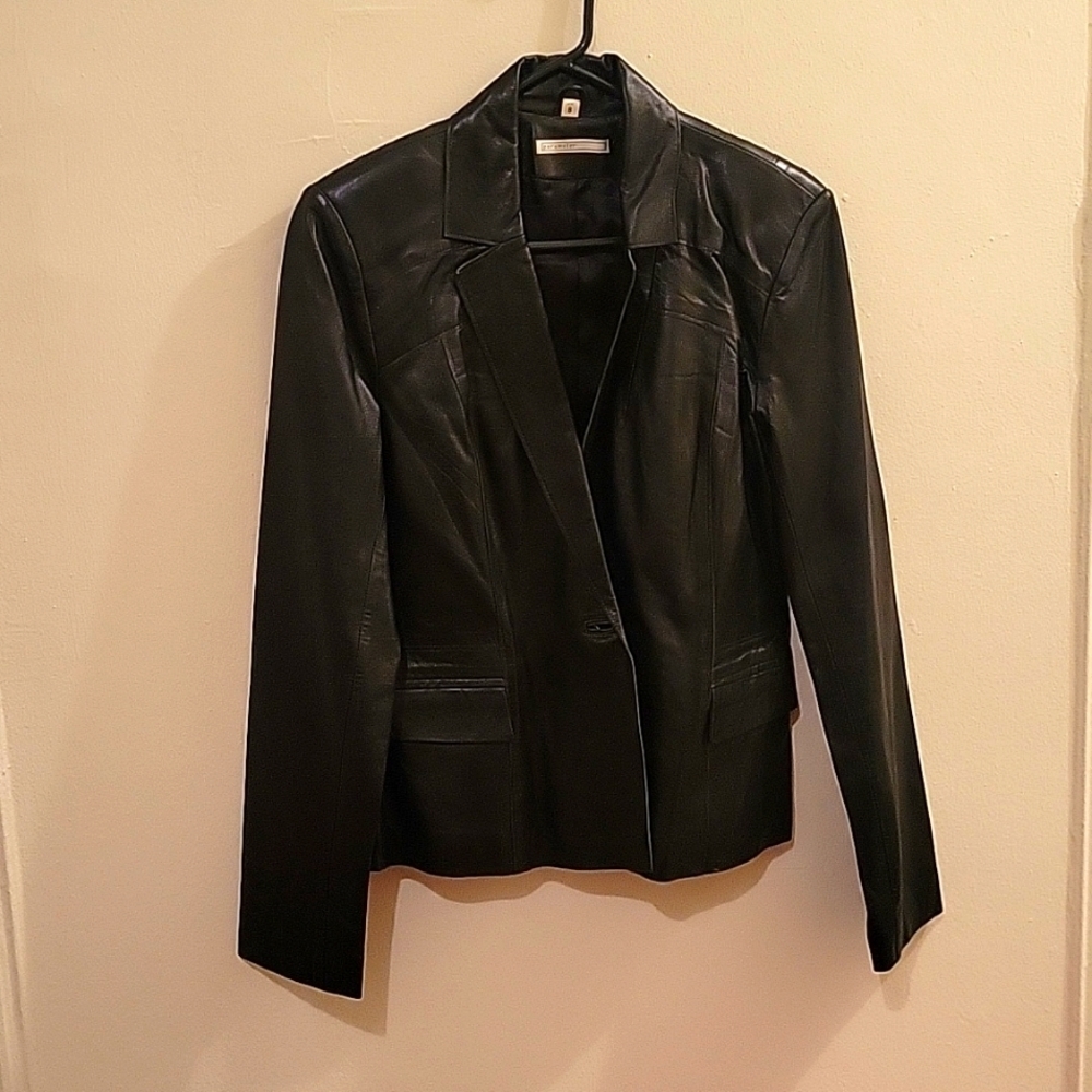 Vintage 90s Leather Jacket Size 8 Black Grunge‎ Baddie Button